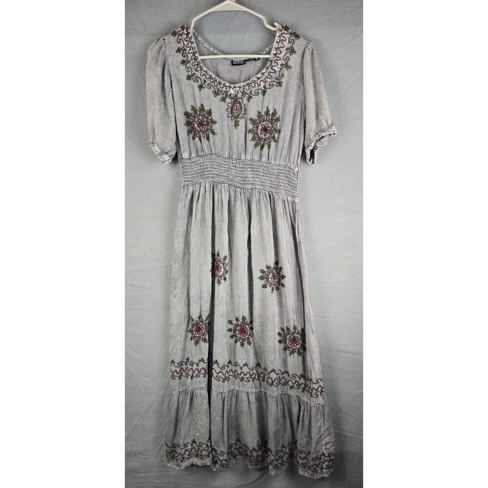 Ananda's Collection Tiered Maxi Dress XL Stone Washed Boho Festival Cottagecore